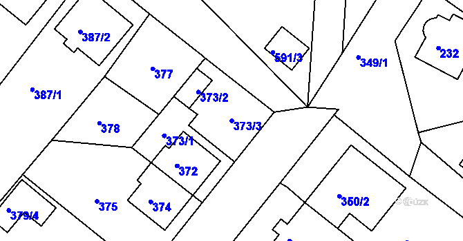 Parcela st. 373/3 v KÚ Sobědruhy, Katastrální mapa