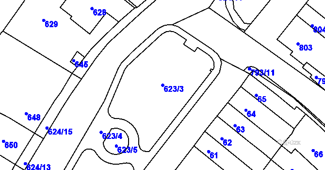 Parcela st. 623/3 v KÚ Sobědruhy, Katastrální mapa