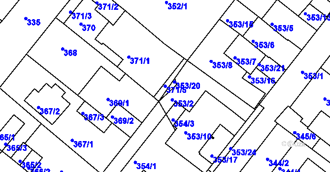 Parcela st. 371/5 v KÚ Sobědruhy, Katastrální mapa