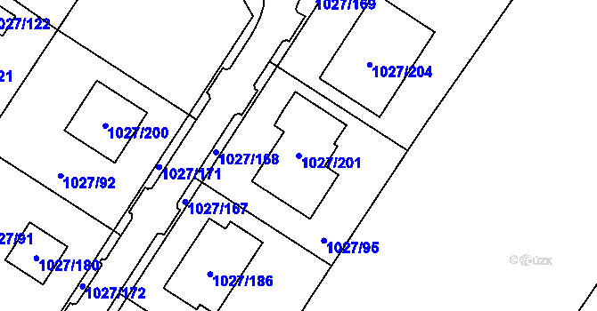 Parcela st. 1027/201 v KÚ Sobědruhy, Katastrální mapa