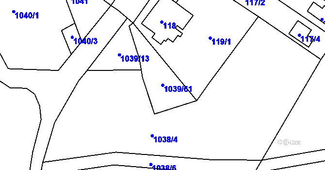 Parcela st. 1039/61 v KÚ Sobědruhy, Katastrální mapa