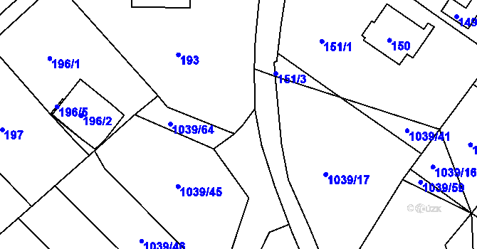 Parcela st. 1039/63 v KÚ Sobědruhy, Katastrální mapa