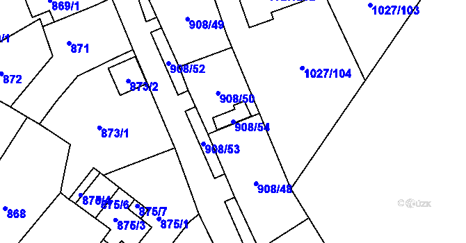 Parcela st. 908/54 v KÚ Sobědruhy, Katastrální mapa