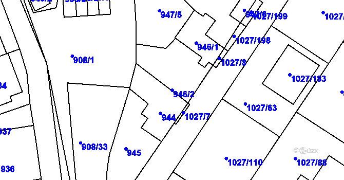 Parcela st. 946/2 v KÚ Sobědruhy, Katastrální mapa
