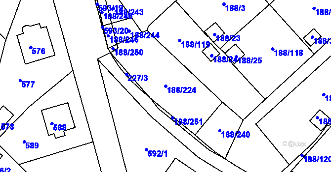 Parcela st. 188/224 v KÚ Sobědruhy, Katastrální mapa