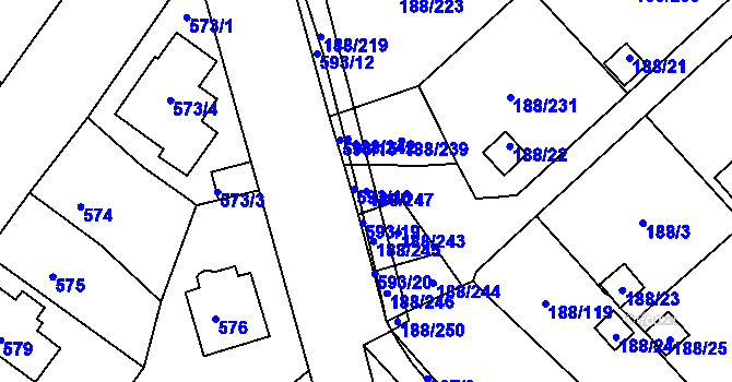 Parcela st. 188/247 v KÚ Sobědruhy, Katastrální mapa