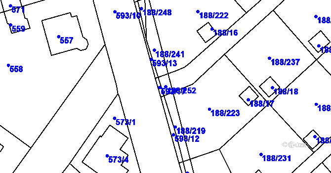 Parcela st. 188/252 v KÚ Sobědruhy, Katastrální mapa