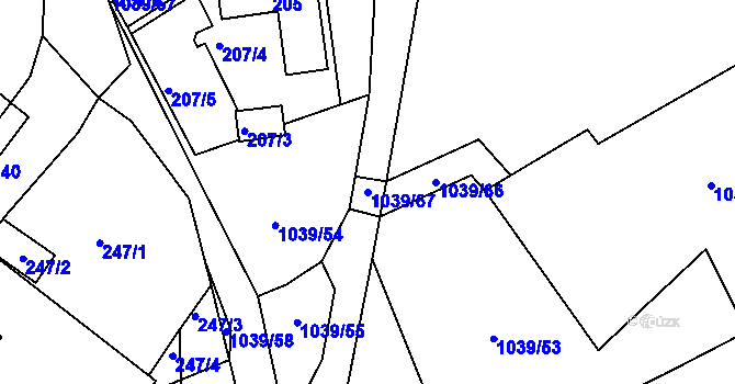Parcela st. 1039/67 v KÚ Sobědruhy, Katastrální mapa