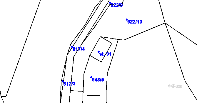 Parcela st. 91 v KÚ Soběhrdy, Katastrální mapa