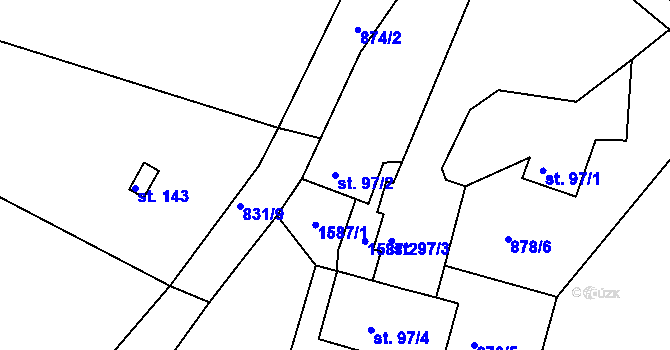 Parcela st. 97/2 v KÚ Soběhrdy, Katastrální mapa