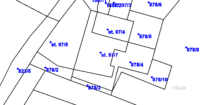 Parcela st. 97/7 v KÚ Soběhrdy, Katastrální mapa