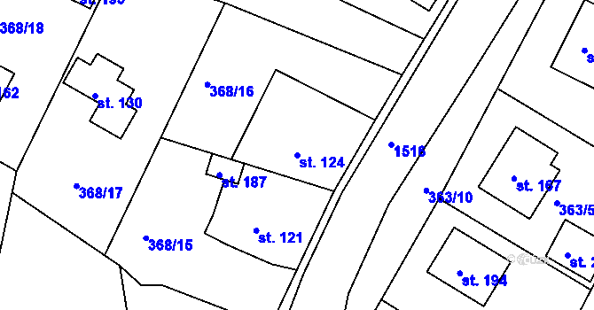 Parcela st. 124 v KÚ Soběhrdy, Katastrální mapa