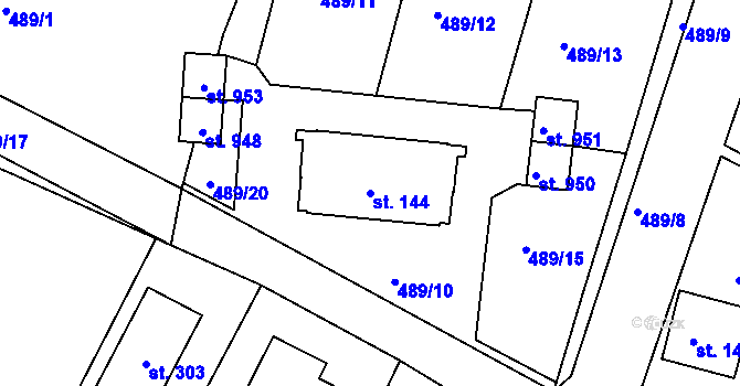 Parcela st. 144 v KÚ Soběhrdy, Katastrální mapa