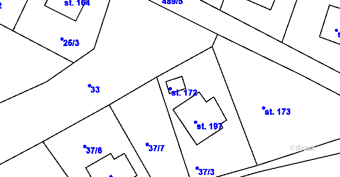 Parcela st. 172 v KÚ Soběhrdy, Katastrální mapa