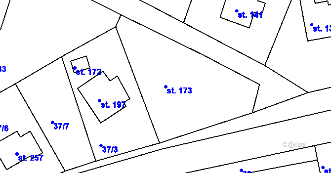 Parcela st. 173 v KÚ Soběhrdy, Katastrální mapa