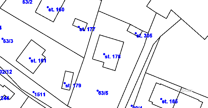 Parcela st. 178 v KÚ Soběhrdy, Katastrální mapa