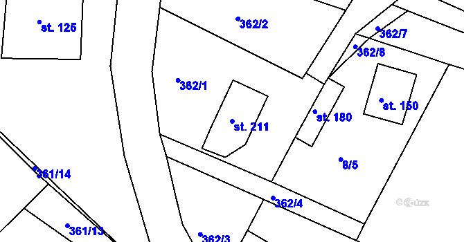 Parcela st. 211 v KÚ Soběhrdy, Katastrální mapa