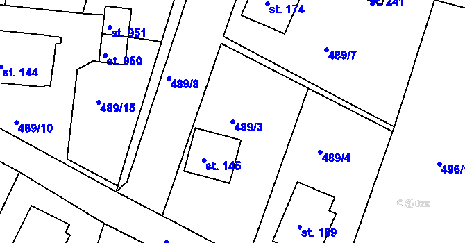 Parcela st. 489/3 v KÚ Soběhrdy, Katastrální mapa