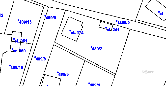 Parcela st. 489/7 v KÚ Soběhrdy, Katastrální mapa