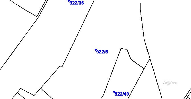 Parcela st. 922/6 v KÚ Soběhrdy, Katastrální mapa