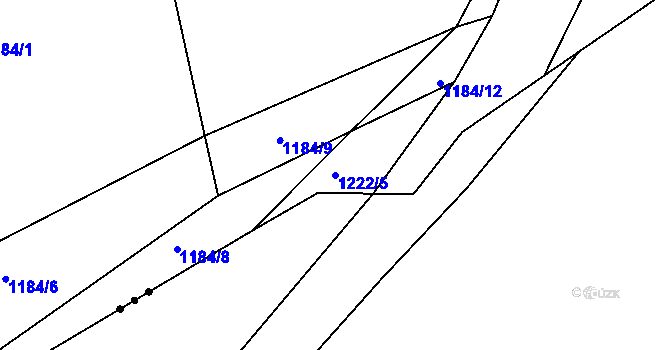 Parcela st. 1222/5 v KÚ Soběhrdy, Katastrální mapa