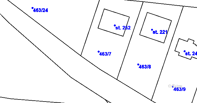 Parcela st. 463/7 v KÚ Soběhrdy, Katastrální mapa