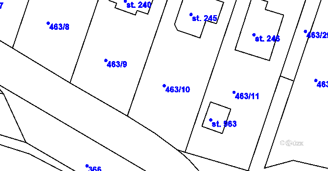 Parcela st. 463/10 v KÚ Soběhrdy, Katastrální mapa