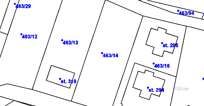 Parcela st. 463/14 v KÚ Soběhrdy, Katastrální mapa