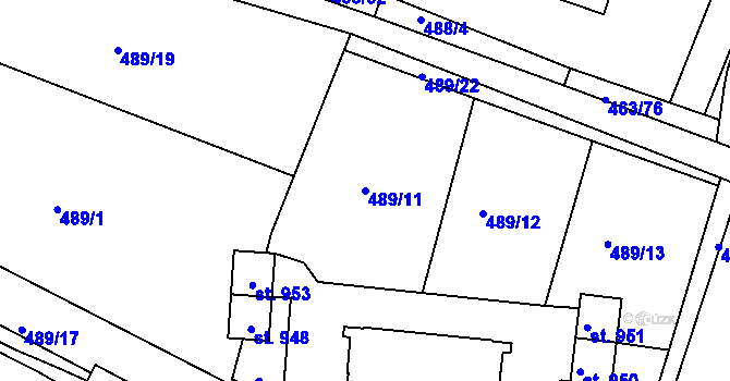 Parcela st. 489/11 v KÚ Soběhrdy, Katastrální mapa