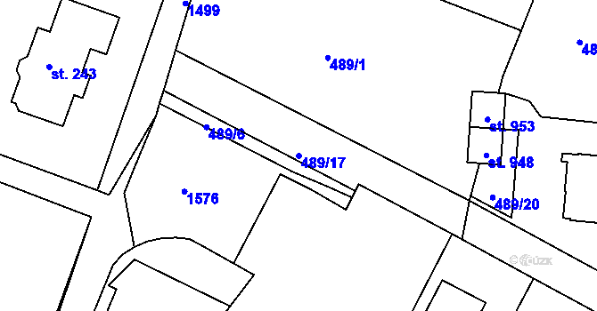 Parcela st. 489/17 v KÚ Soběhrdy, Katastrální mapa