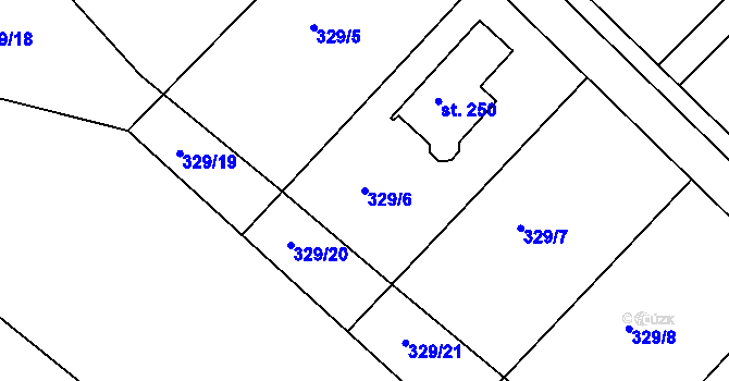 Parcela st. 329/6 v KÚ Soběhrdy, Katastrální mapa