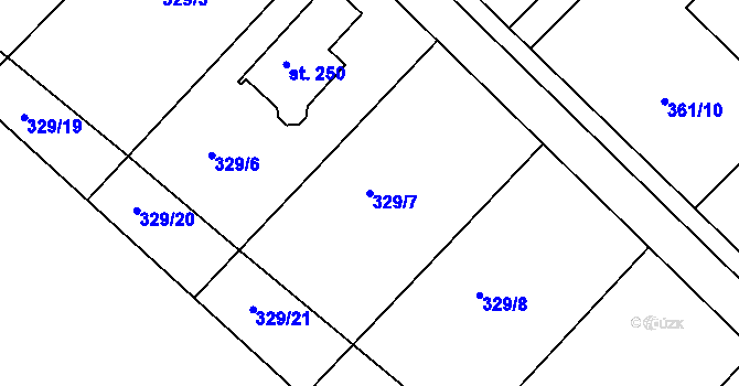 Parcela st. 329/7 v KÚ Soběhrdy, Katastrální mapa