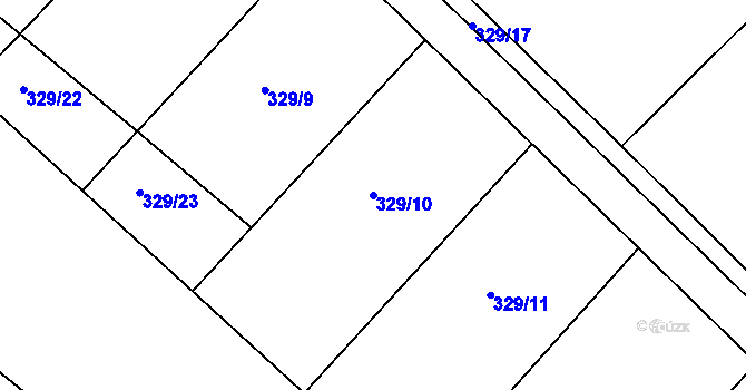 Parcela st. 329/10 v KÚ Soběhrdy, Katastrální mapa