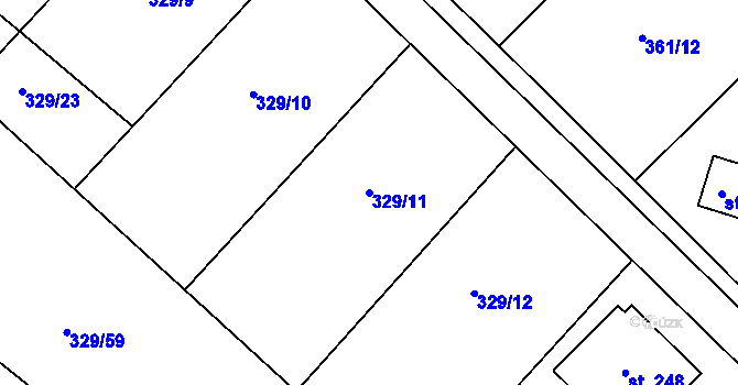 Parcela st. 329/11 v KÚ Soběhrdy, Katastrální mapa