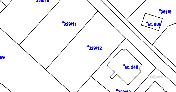 Parcela st. 329/12 v KÚ Soběhrdy, Katastrální mapa