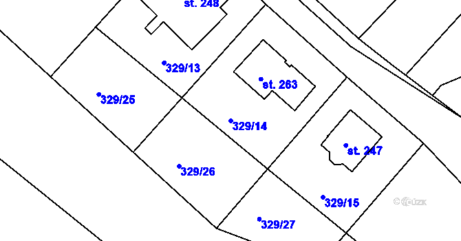 Parcela st. 329/14 v KÚ Soběhrdy, Katastrální mapa
