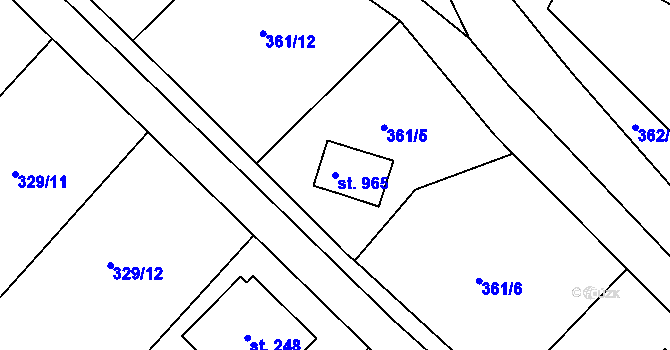 Parcela st. 965 v KÚ Soběhrdy, Katastrální mapa