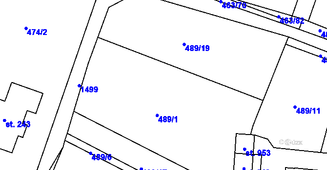 Parcela st. 489/18 v KÚ Soběhrdy, Katastrální mapa