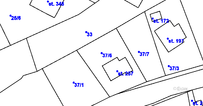Parcela st. 37/6 v KÚ Soběhrdy, Katastrální mapa
