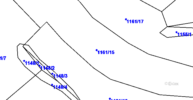 Parcela st. 1161/15 v KÚ Soběhrdy, Katastrální mapa