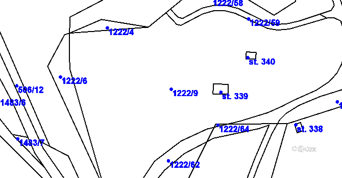 Parcela st. 1222/9 v KÚ Soběhrdy, Katastrální mapa