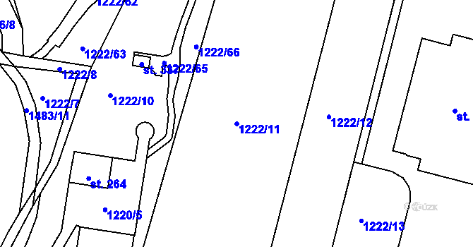 Parcela st. 1222/11 v KÚ Soběhrdy, Katastrální mapa