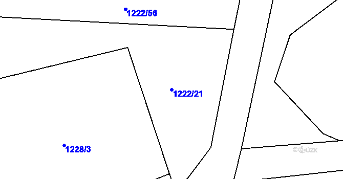 Parcela st. 1222/21 v KÚ Soběhrdy, Katastrální mapa