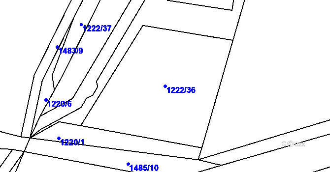Parcela st. 1222/36 v KÚ Soběhrdy, Katastrální mapa