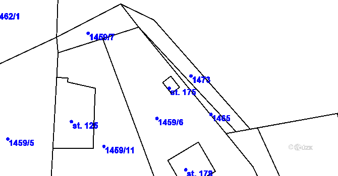 Parcela st. 175 v KÚ Žíňany, Katastrální mapa