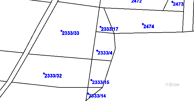 Parcela st. 2333/4 v KÚ Žíňany, Katastrální mapa