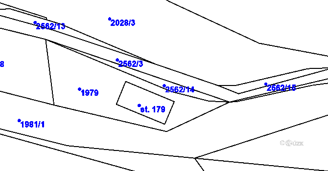 Parcela st. 2562/14 v KÚ Žíňany, Katastrální mapa