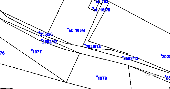 Parcela st. 2028/14 v KÚ Žíňany, Katastrální mapa