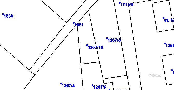Parcela st. 1267/10 v KÚ Soběchleby u Podbořan, Katastrální mapa