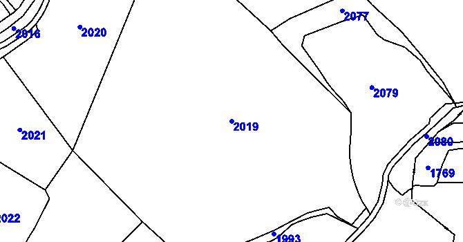 Parcela st. 2019 v KÚ Soběchleby u Podbořan, Katastrální mapa